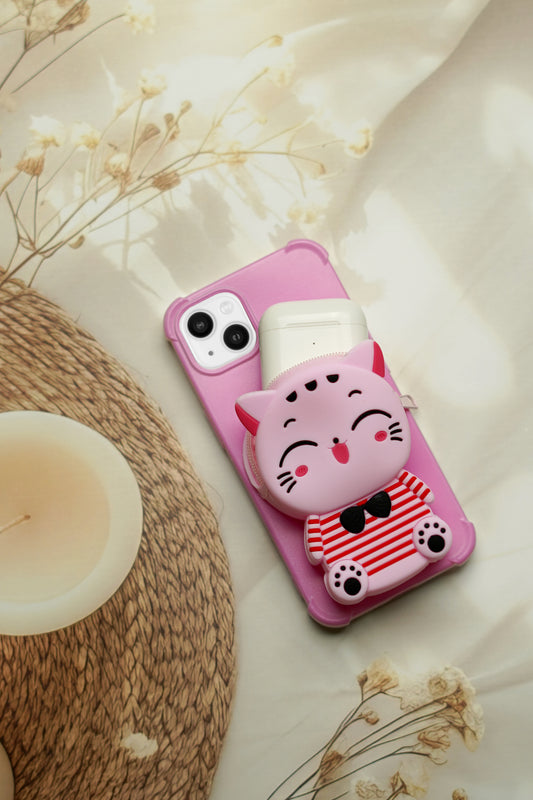 Pink Kitty-Zipper Wallet case