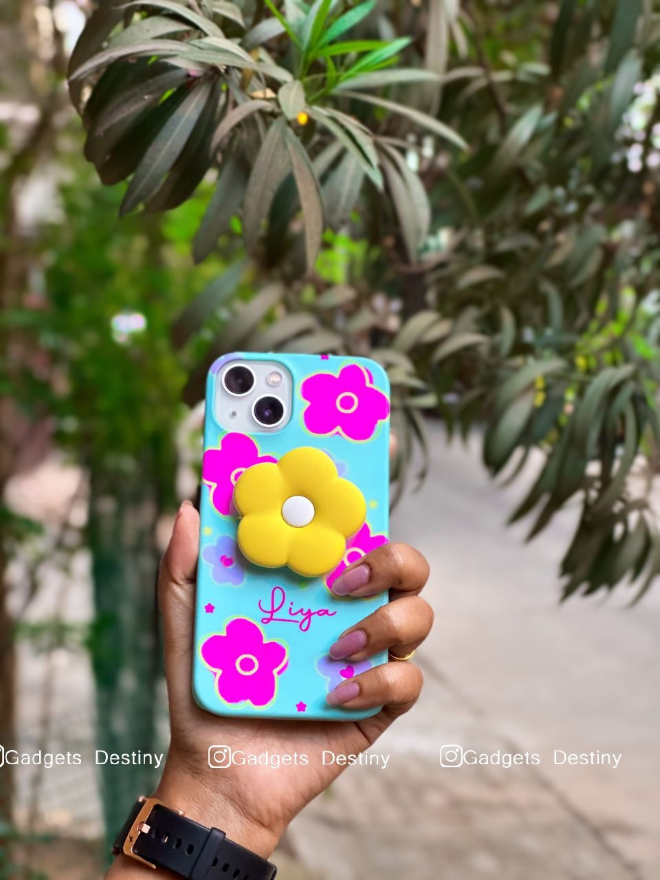 Aqua Floral Pattern Gripper Phone Case gadgetsdestiny