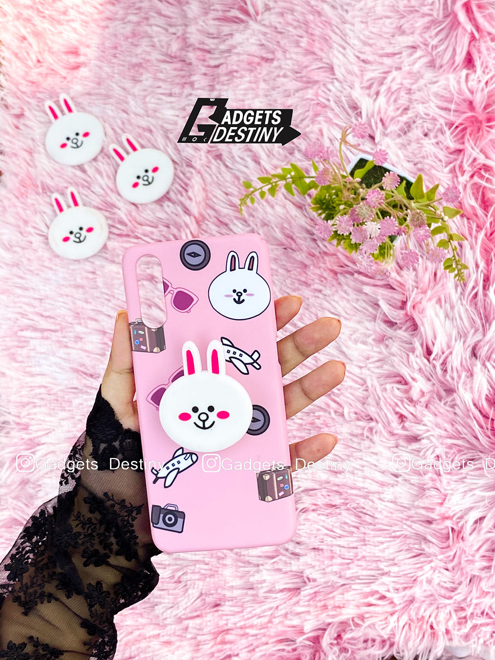 Smily bunny case with silicon bunny pop