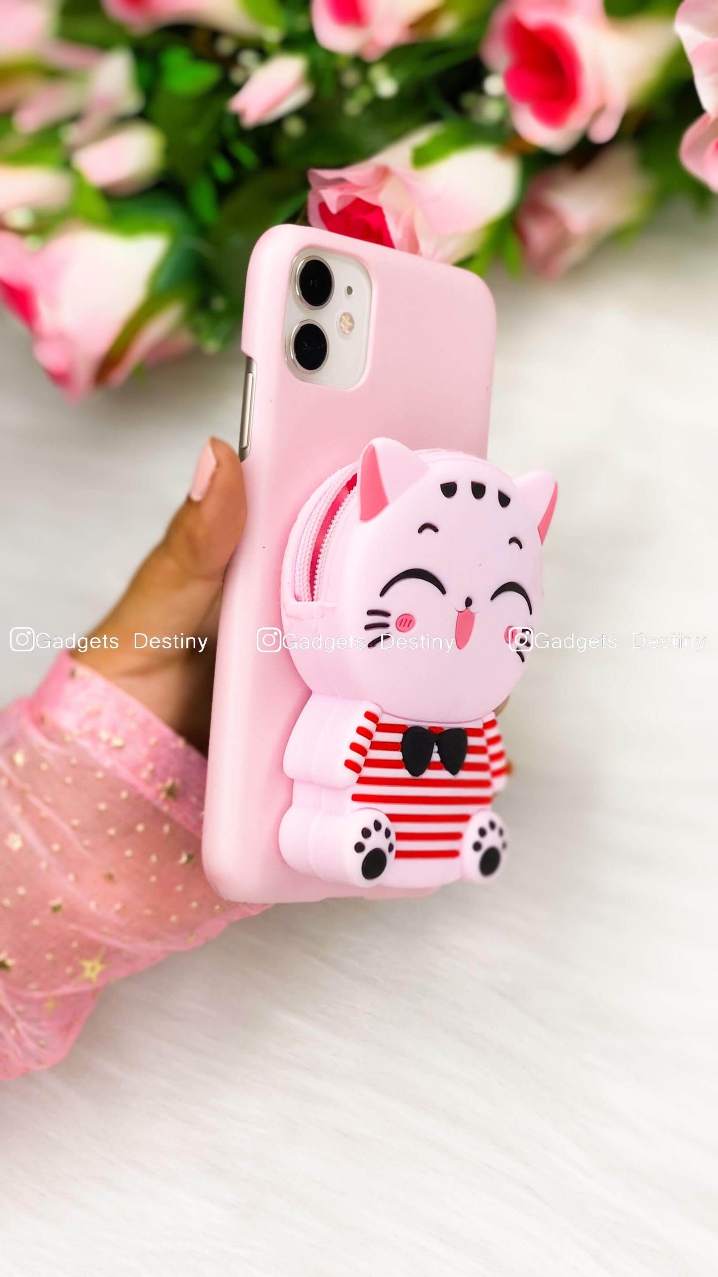 Pink Kitty-Zipper Wallet case