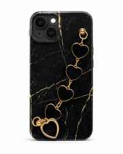 Black Marble Heart Bracelet Phone case
