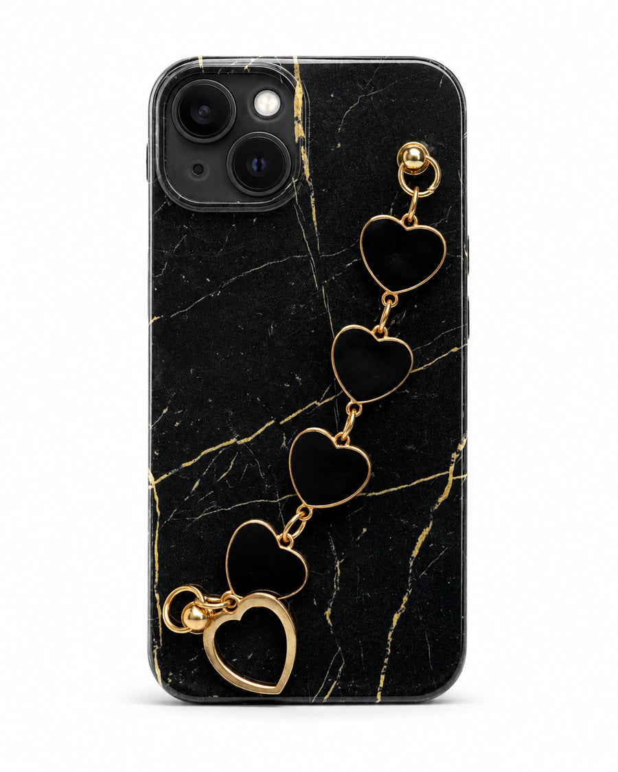 Black Marble Heart Bracelet Phone case
