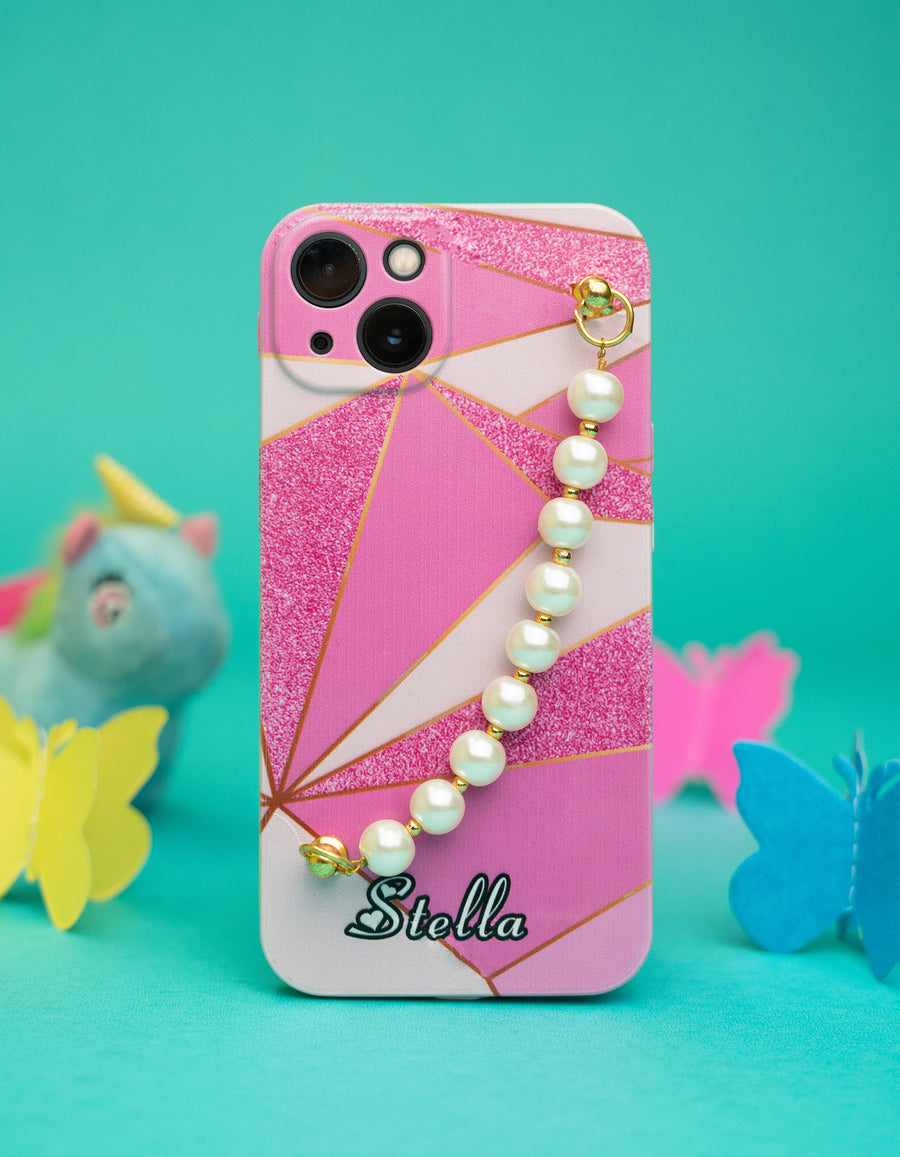 Pink Marble Pearl Bracelet Phone Case