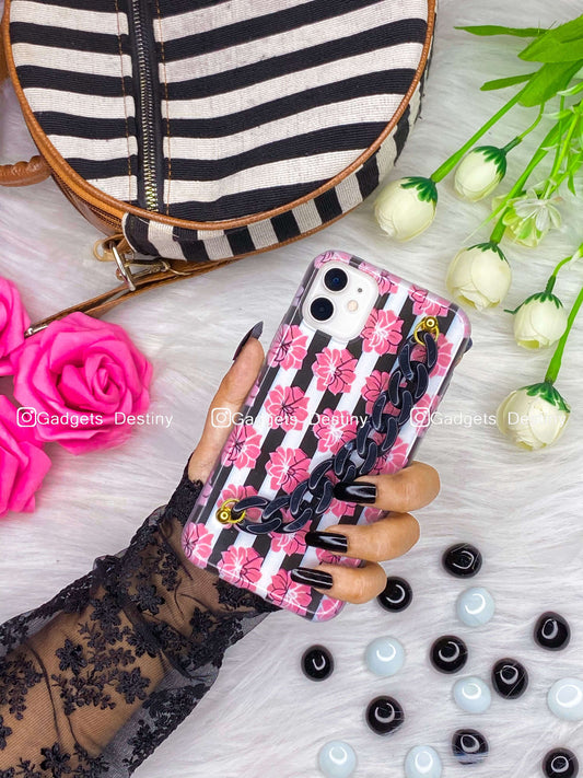 Pink Floral Black bracelet Phone Case