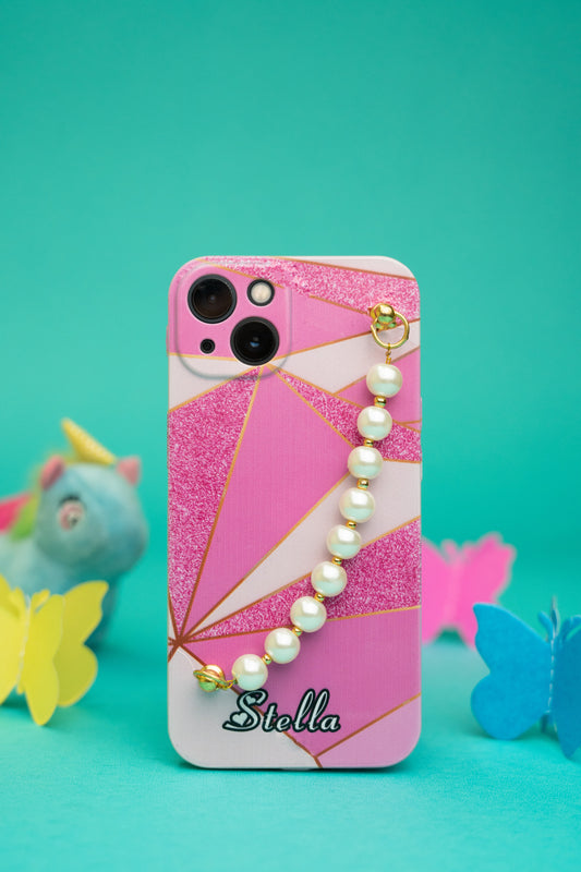 Pink Marble Pearl Bracelet Phone Case