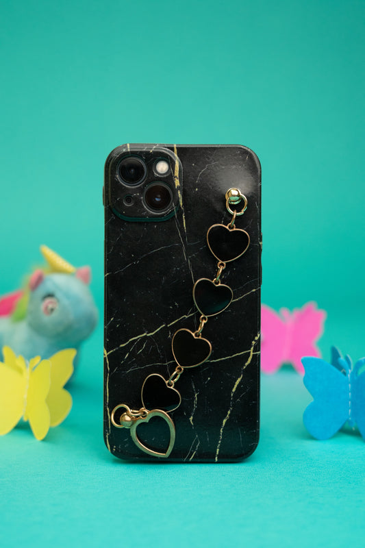 Black Marble Heart Bracelet Phone case