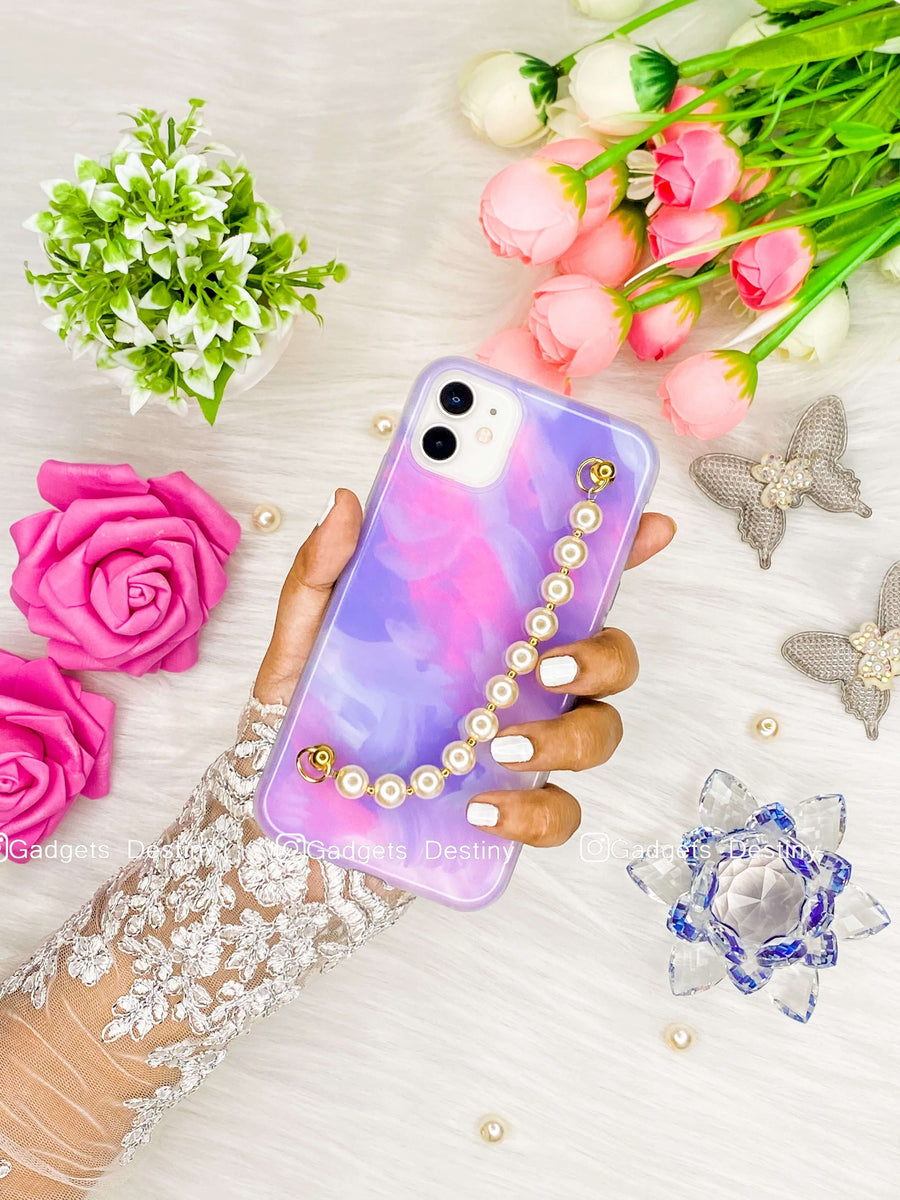 Purple liquid patterned bracelet case