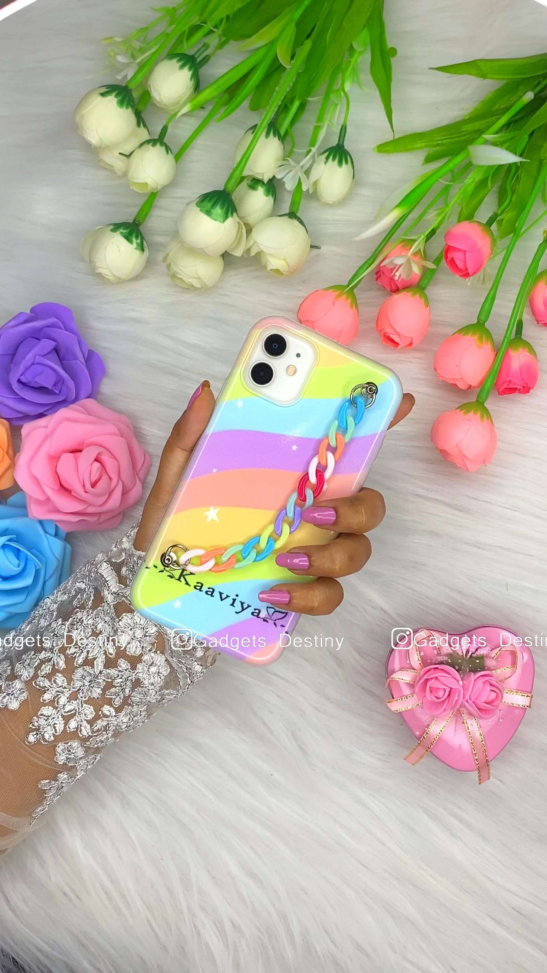 Rainbow charm case with Rainbow charm holder