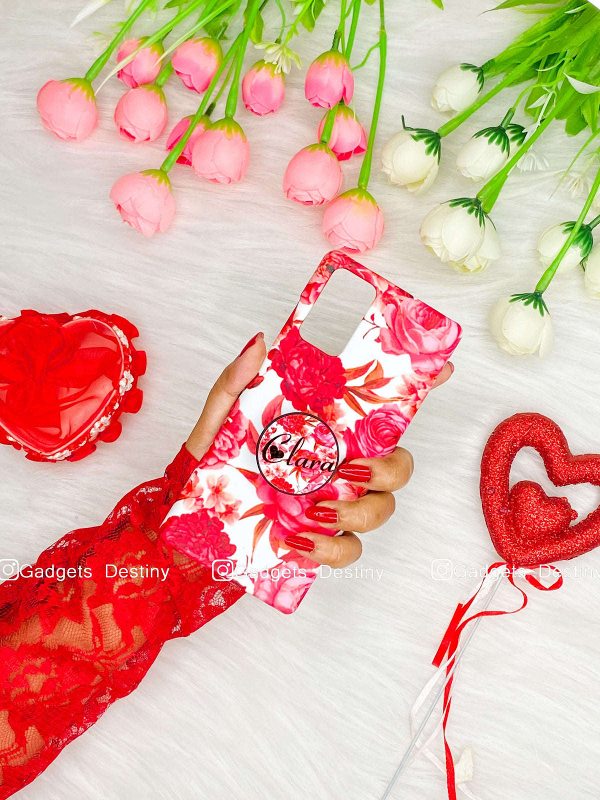 Vibrant Red Floral Gripper Phone case