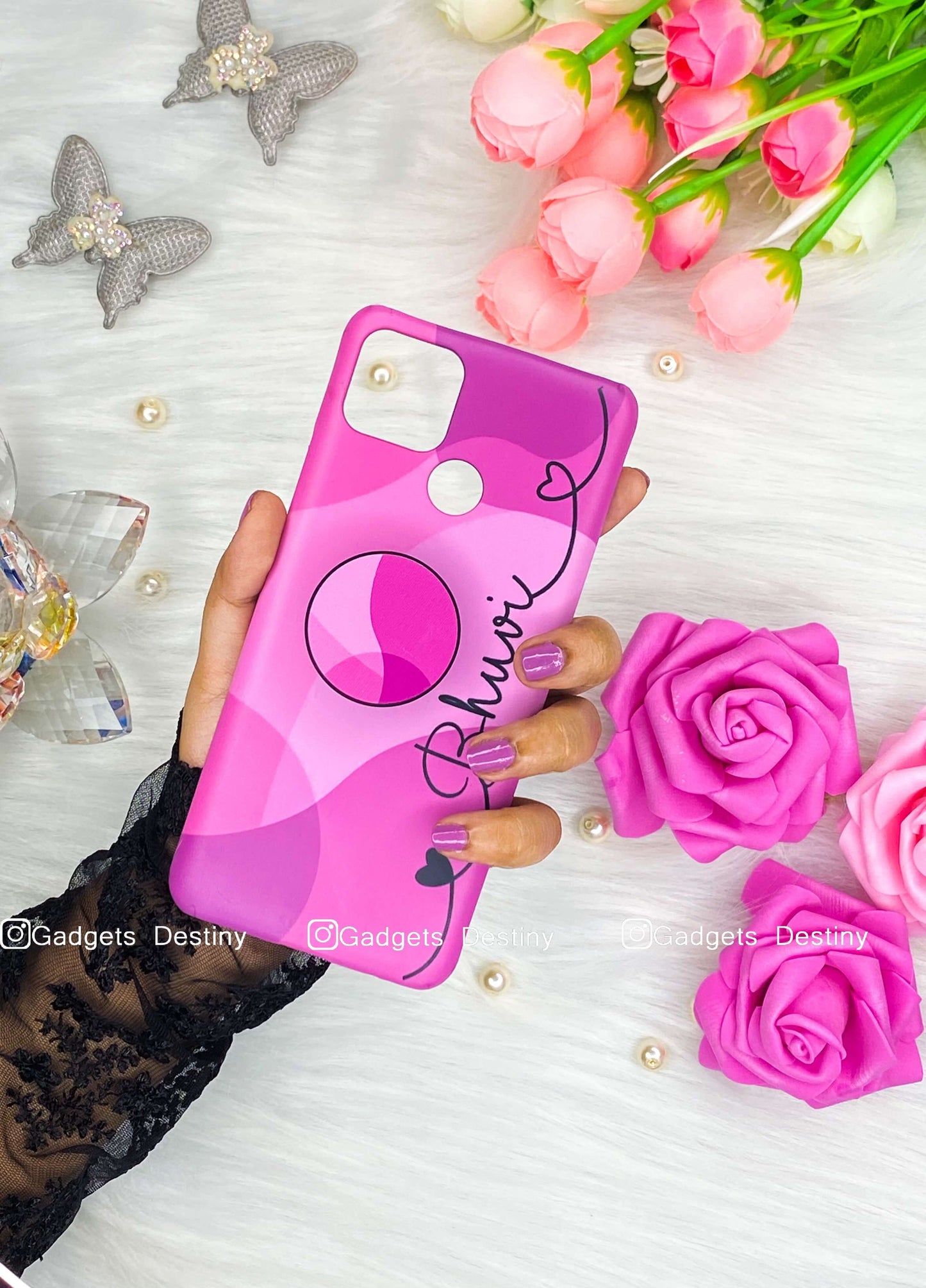 Pink Doodle Patterned Gripper Phone Case