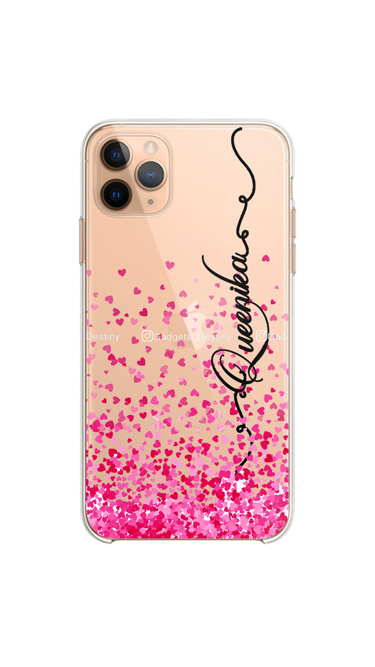 Transparent Falling heart name case/Clear silicon phone case