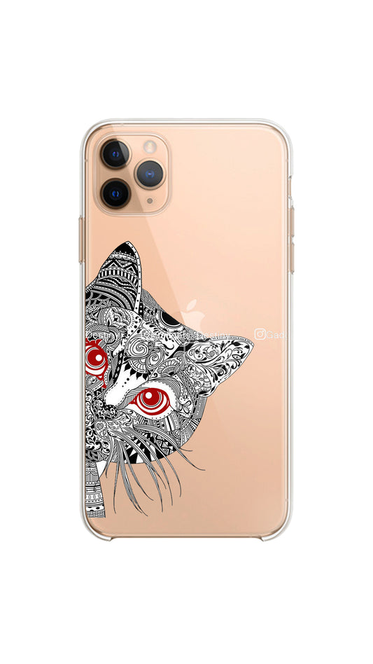 Mandala Cat case/Clear silicon phone case