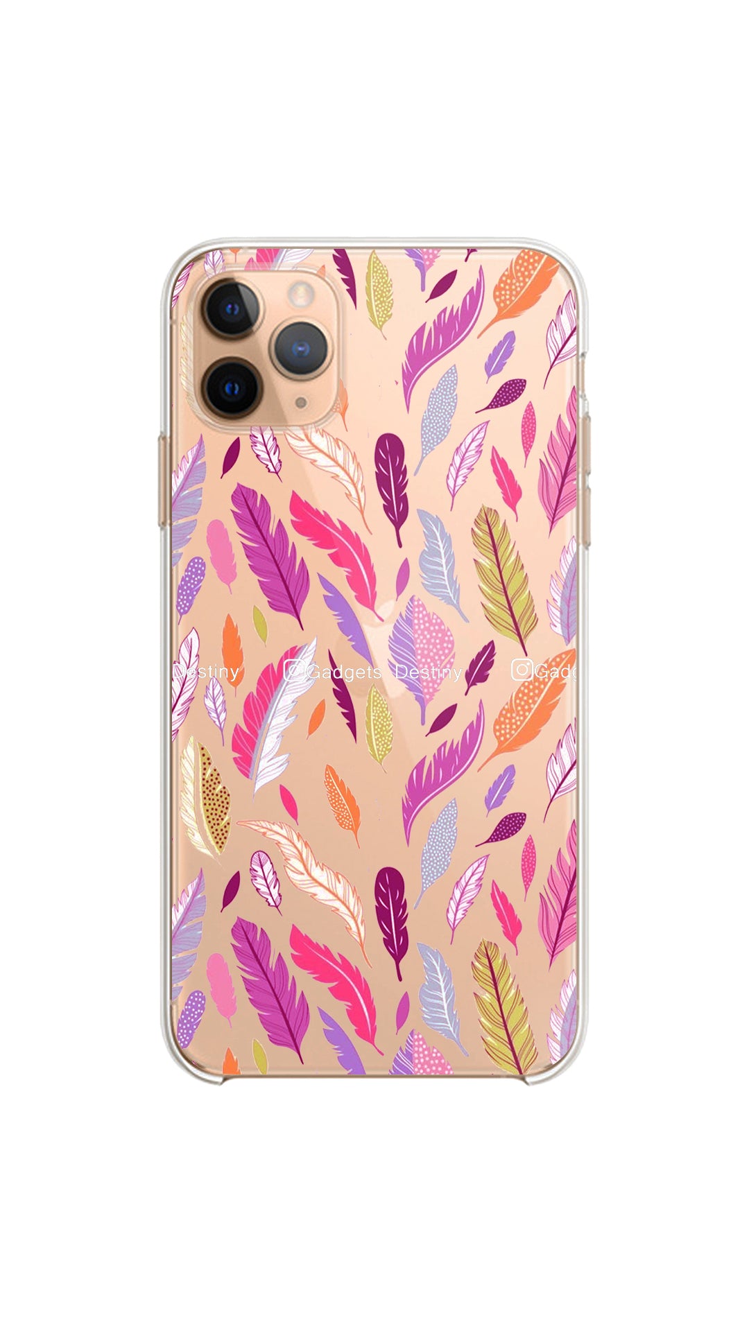 Multicolor feather case/Clear silicon phone case