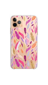 Multicolor feather case/Clear silicon phone case