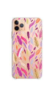 Multicolor feather case/Clear silicon phone case