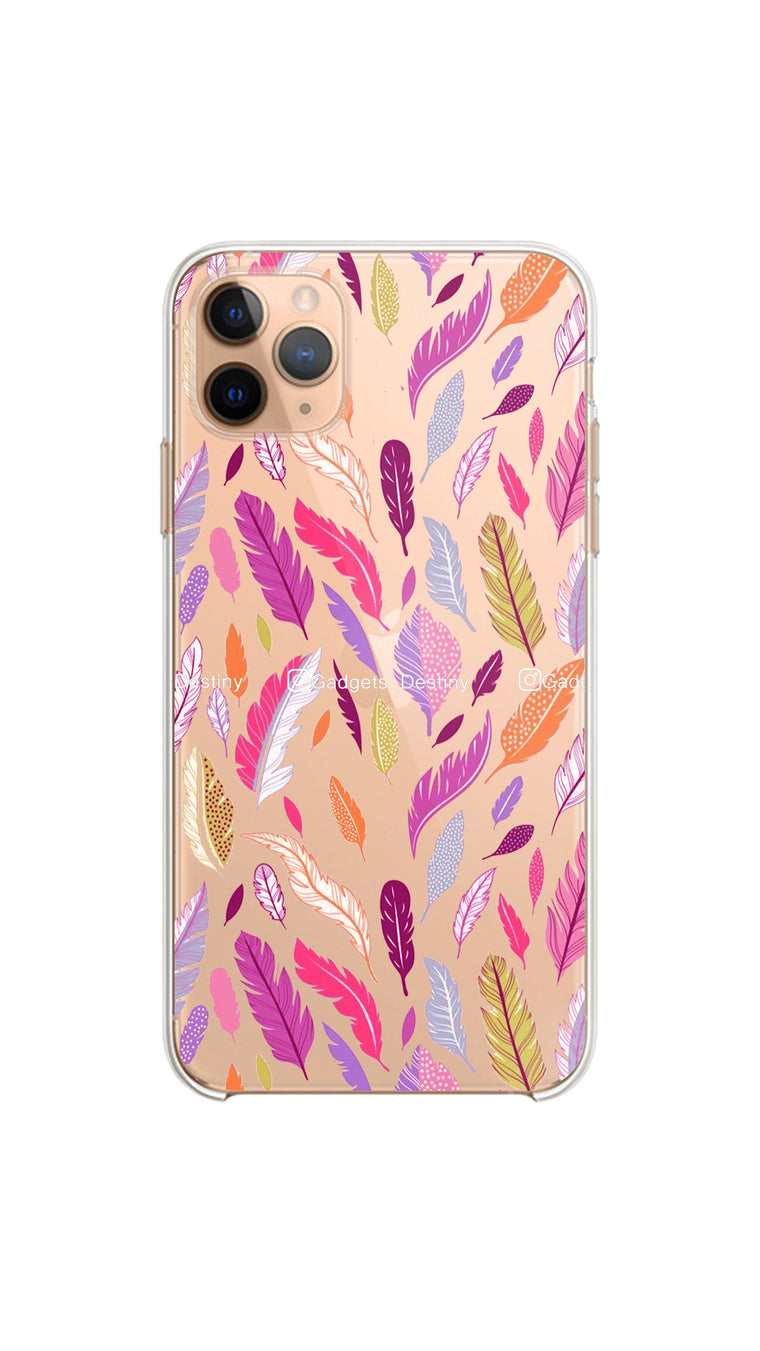 Multicolor feather case/Clear silicon phone case