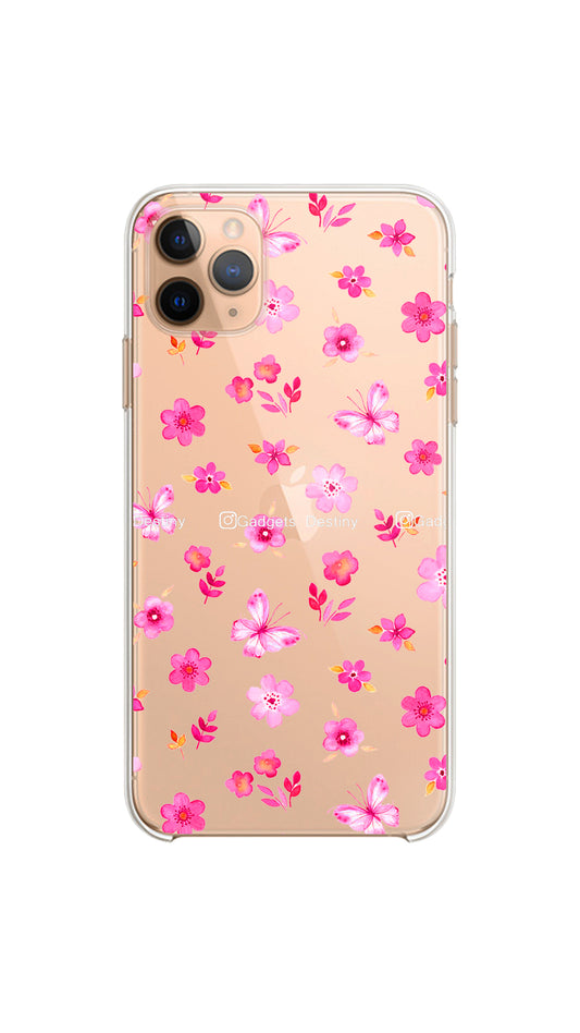 Pinky floral case/Clear silicon phone case