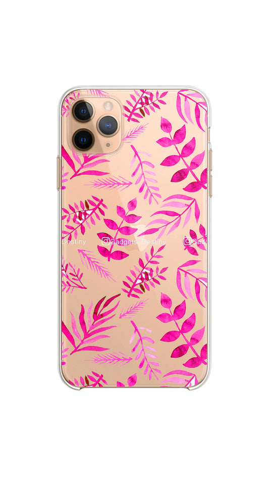 Pink leafy case/Clear silicon phone case