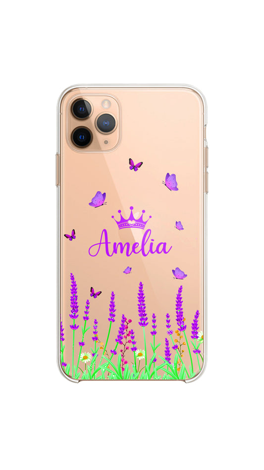 Purple floral case/Clear silicon phone case
