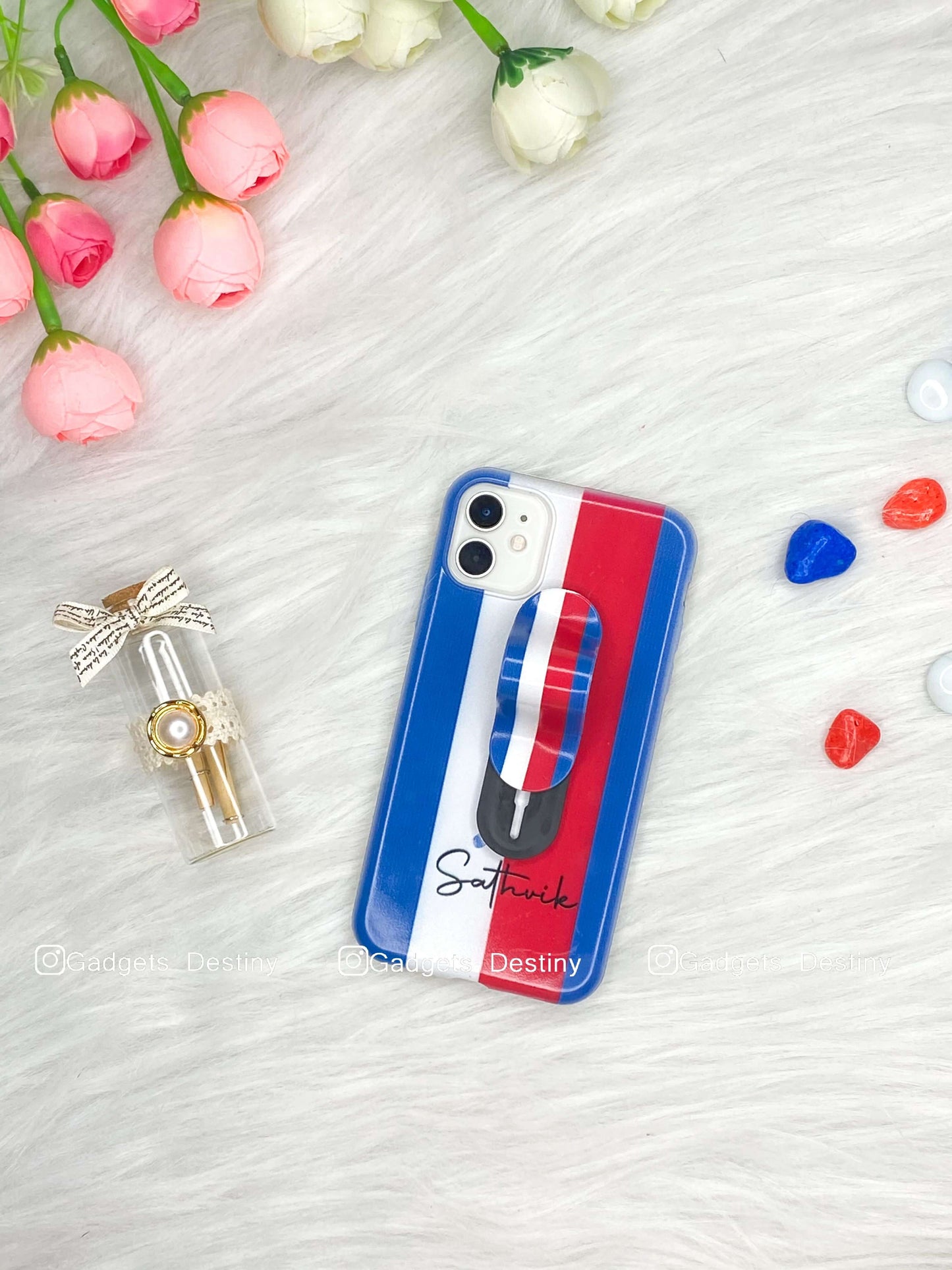 Tri-Color Striped Slider Gripper Phone Case