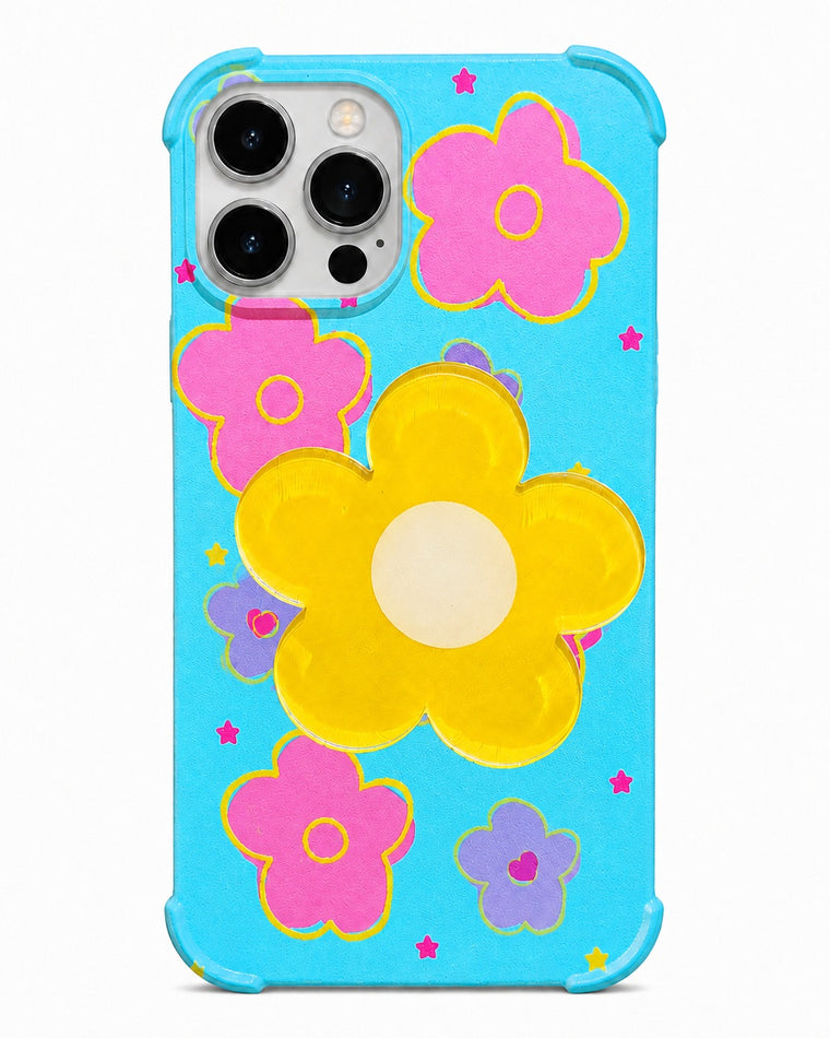 Aqua Floral Pattern Gripper Phone Case